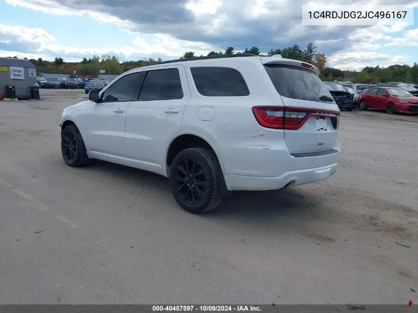 2018 Dodge Durango Gt Awd VIN: 1C4RDJDG2JC496167 Lot: 40457597