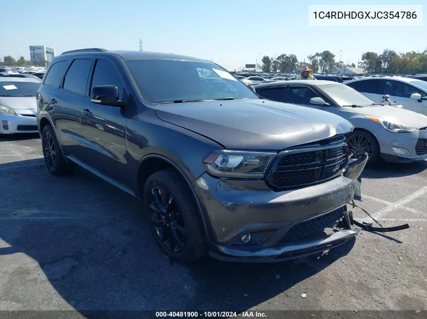 2018 Dodge Durango Gt Rwd VIN: 1C4RDHDGXJC354786 Lot: 40481900