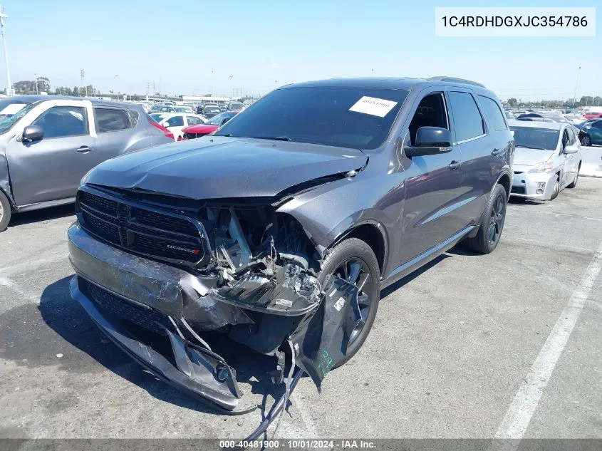 2018 Dodge Durango Gt Rwd VIN: 1C4RDHDGXJC354786 Lot: 40481900