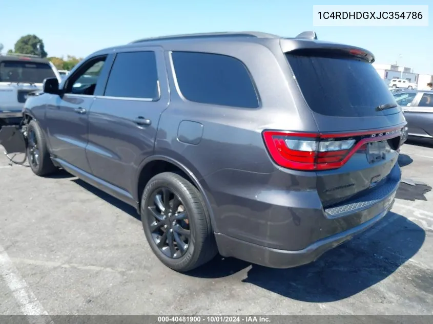 2018 Dodge Durango Gt Rwd VIN: 1C4RDHDGXJC354786 Lot: 40481900