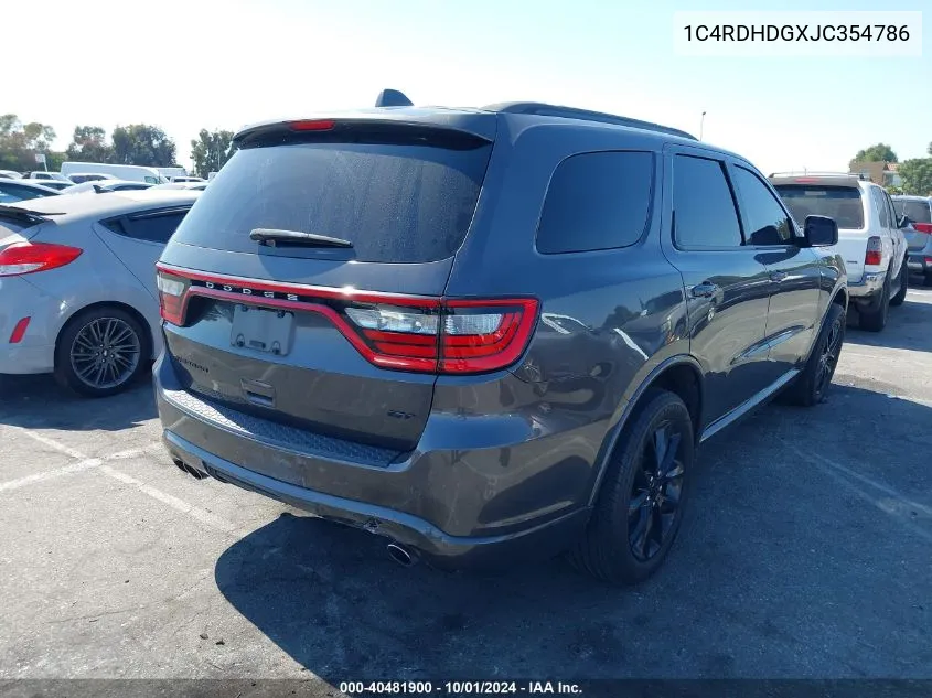 2018 Dodge Durango Gt Rwd VIN: 1C4RDHDGXJC354786 Lot: 40481900