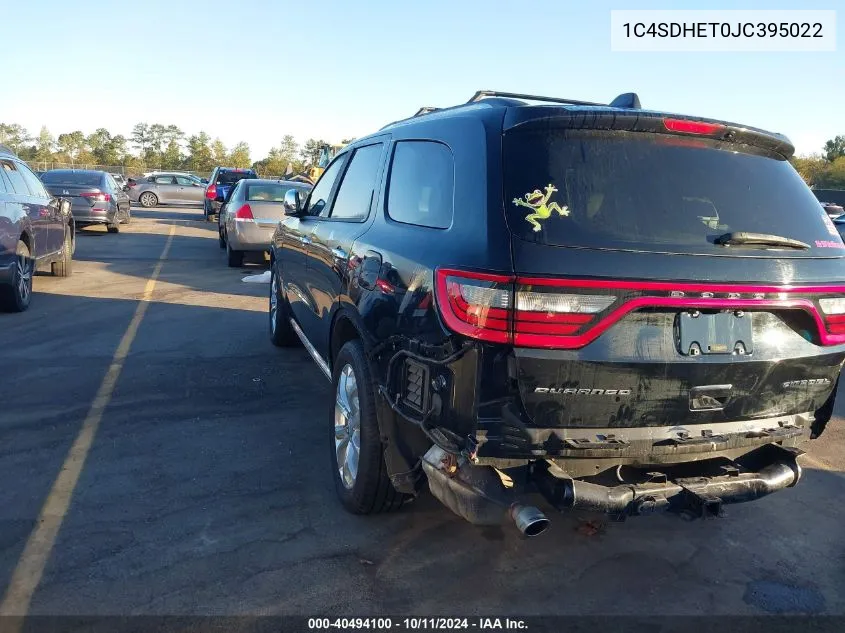 2018 Dodge Durango Citadel Rwd VIN: 1C4SDHET0JC395022 Lot: 40494100