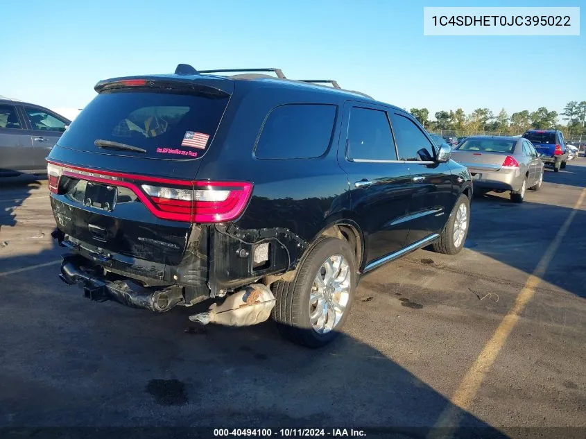 2018 Dodge Durango Citadel Rwd VIN: 1C4SDHET0JC395022 Lot: 40494100