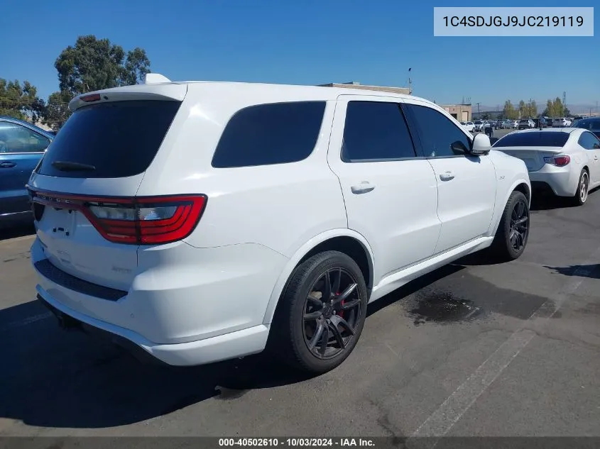 1C4SDJGJ9JC219119 2018 Dodge Durango Srt Awd