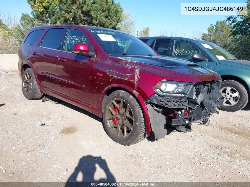 2018 Dodge Durango Srt Awd VIN: 1C4SDJGJ4JC486149 Lot: 40504882