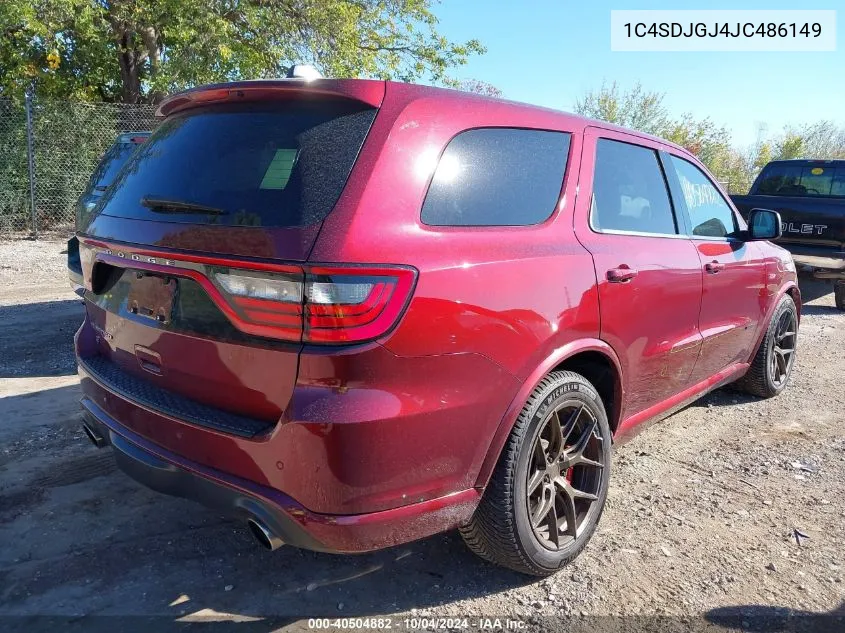 2018 Dodge Durango Srt Awd VIN: 1C4SDJGJ4JC486149 Lot: 40504882