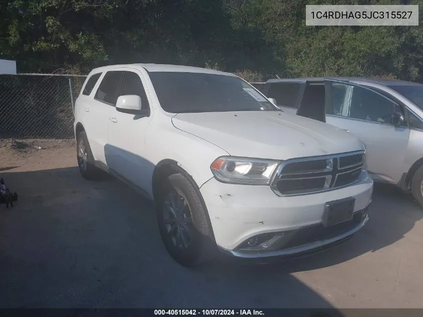 2018 Dodge Durango Sxt Rwd VIN: 1C4RDHAG5JC315527 Lot: 40515042