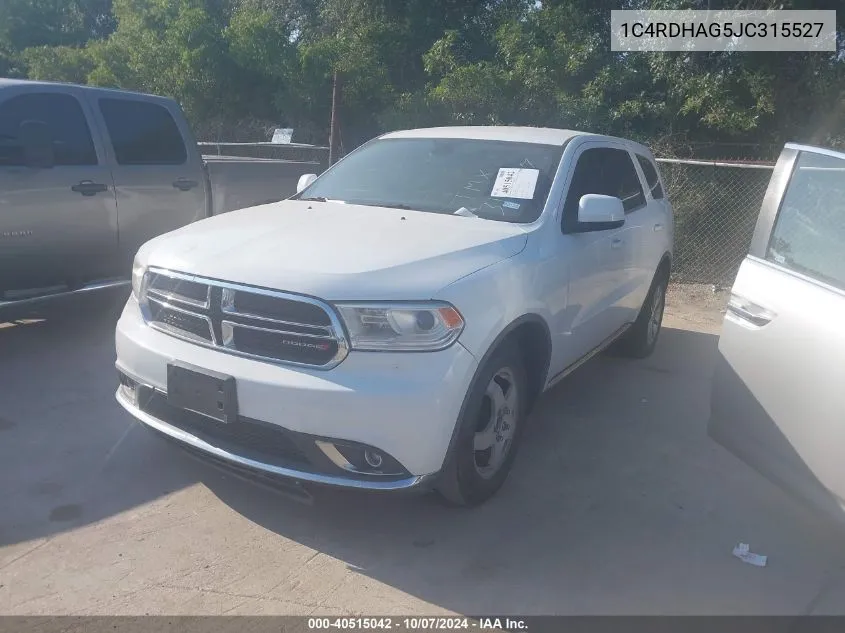 2018 Dodge Durango Sxt Rwd VIN: 1C4RDHAG5JC315527 Lot: 40515042