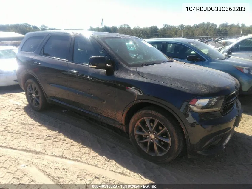 2018 Dodge Durango Gt Awd VIN: 1C4RDJDG3JC362283 Lot: 40518329