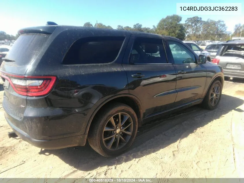 2018 Dodge Durango Gt Awd VIN: 1C4RDJDG3JC362283 Lot: 40518329