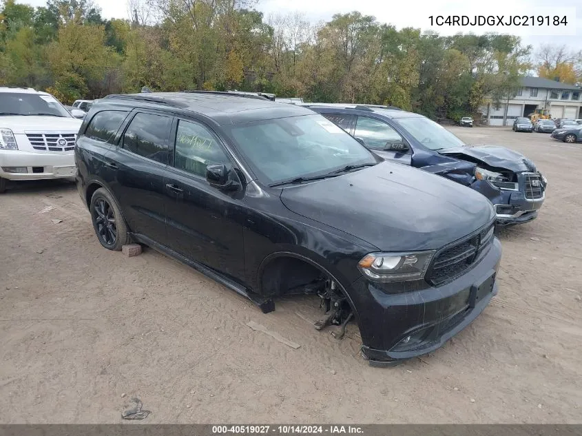 2018 Dodge Durango Gt Awd VIN: 1C4RDJDGXJC219184 Lot: 40519027