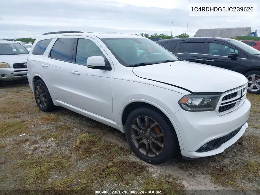 2018 Dodge Durango Gt Rwd VIN: 1C4RDHDG5JC239626 Lot: 40532351