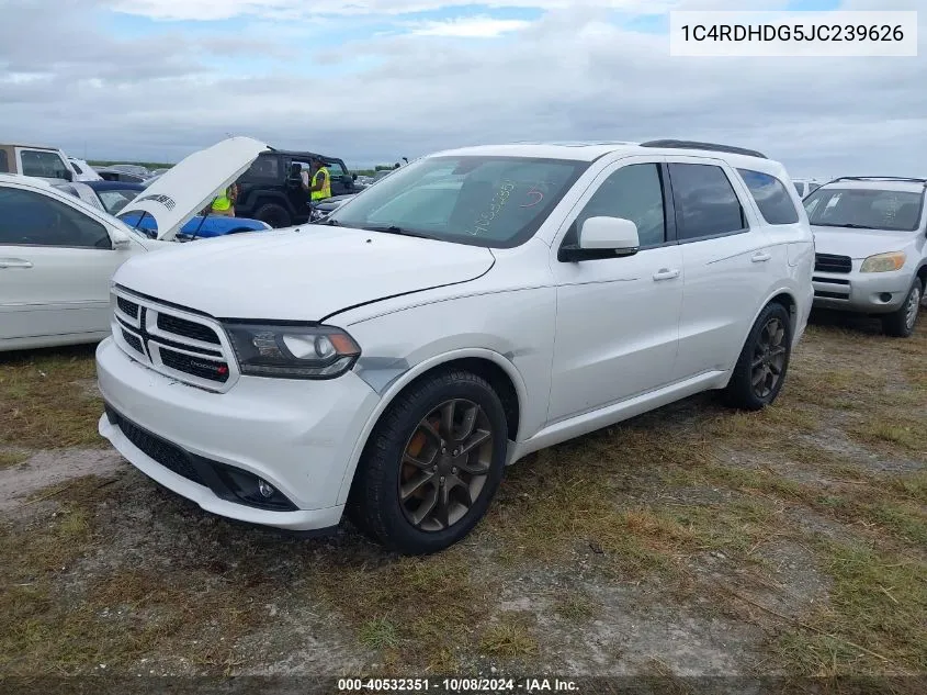 2018 Dodge Durango Gt Rwd VIN: 1C4RDHDG5JC239626 Lot: 40532351