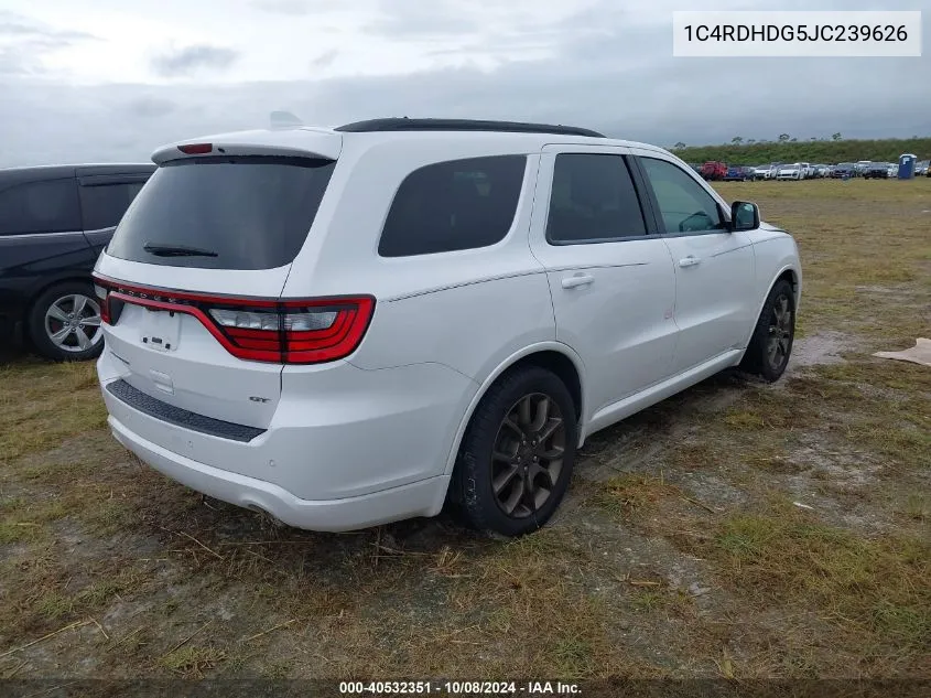 2018 Dodge Durango Gt Rwd VIN: 1C4RDHDG5JC239626 Lot: 40532351