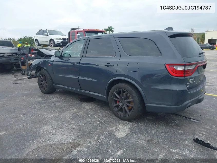 2018 Dodge Durango Srt Awd VIN: 1C4SDJGJ0JC194787 Lot: 40540261