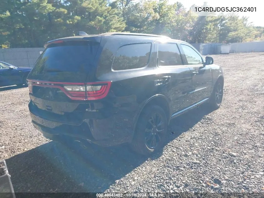 2018 Dodge Durango Gt Awd VIN: 1C4RDJDG5JC362401 Lot: 40543492