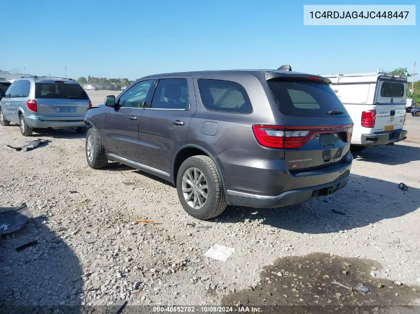 2018 Dodge Durango Sxt VIN: 1C4RDJAG4JC448447 Lot: 40552752