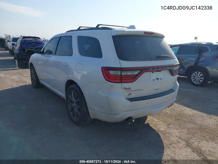 2018 Dodge Durango Gt Awd VIN: 1C4RDJDG9JC142338 Lot: 40557273