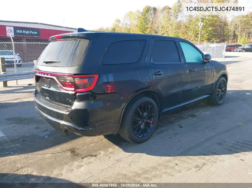 2018 Dodge Durango R/T Awd VIN: 1C4SDJCT5JC474891 Lot: 40561955