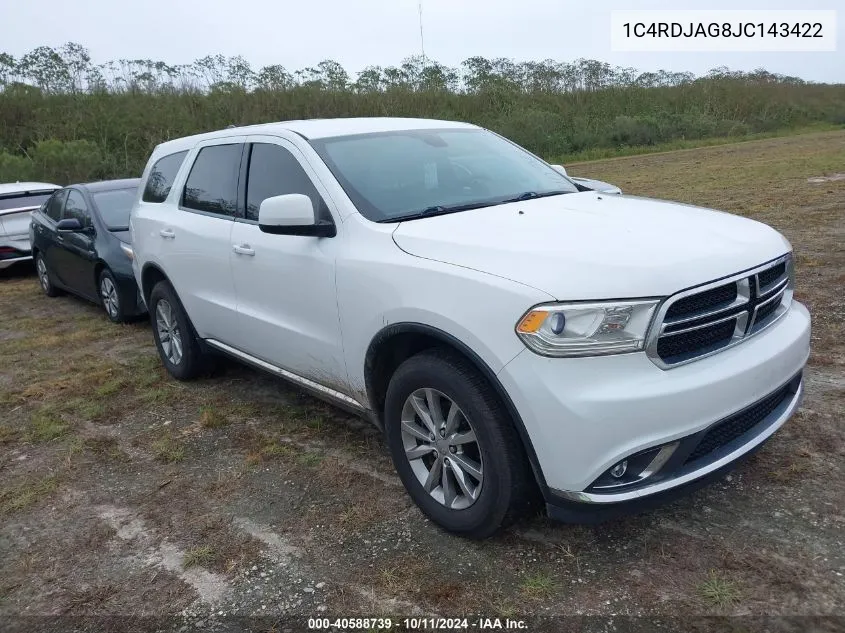 2018 Dodge Durango Sxt Awd VIN: 1C4RDJAG8JC143422 Lot: 40588739