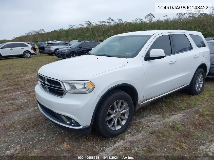 2018 Dodge Durango Sxt Awd VIN: 1C4RDJAG8JC143422 Lot: 40588739