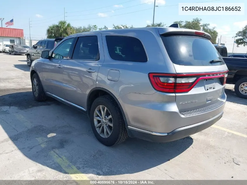 2018 Dodge Durango Sxt Rwd VIN: 1C4RDHAG8JC186652 Lot: 40595676