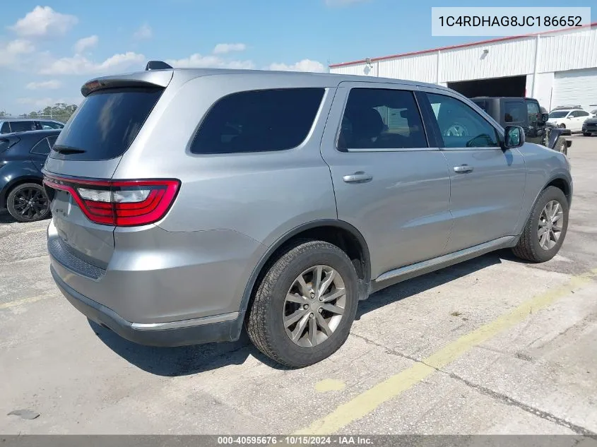 2018 Dodge Durango Sxt Rwd VIN: 1C4RDHAG8JC186652 Lot: 40595676