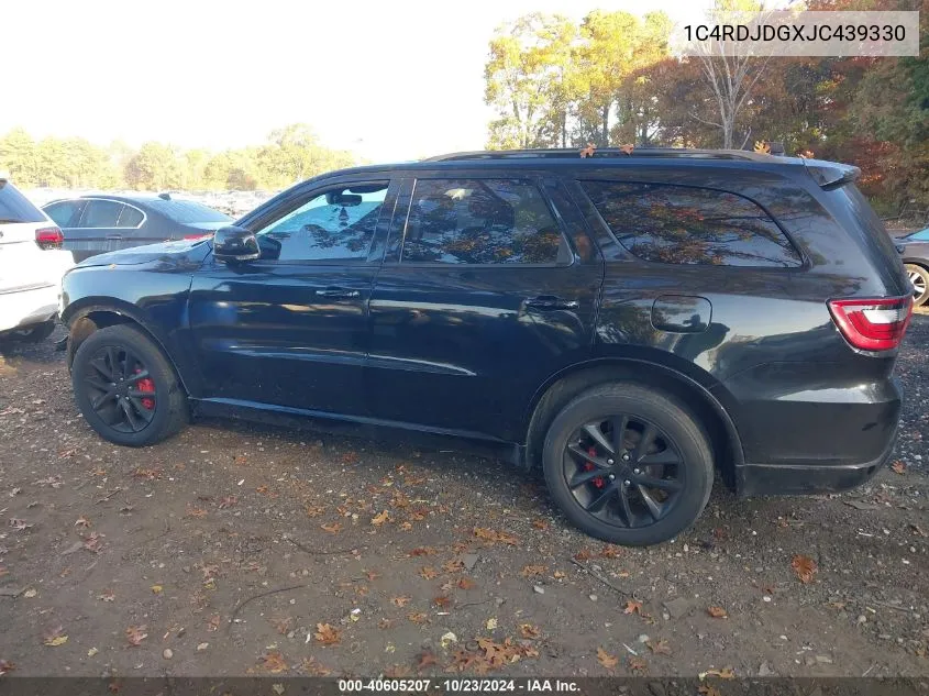 2018 Dodge Durango Gt Awd VIN: 1C4RDJDGXJC439330 Lot: 40605207