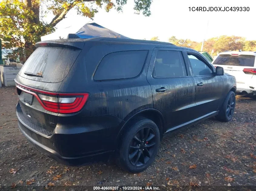 2018 Dodge Durango Gt Awd VIN: 1C4RDJDGXJC439330 Lot: 40605207