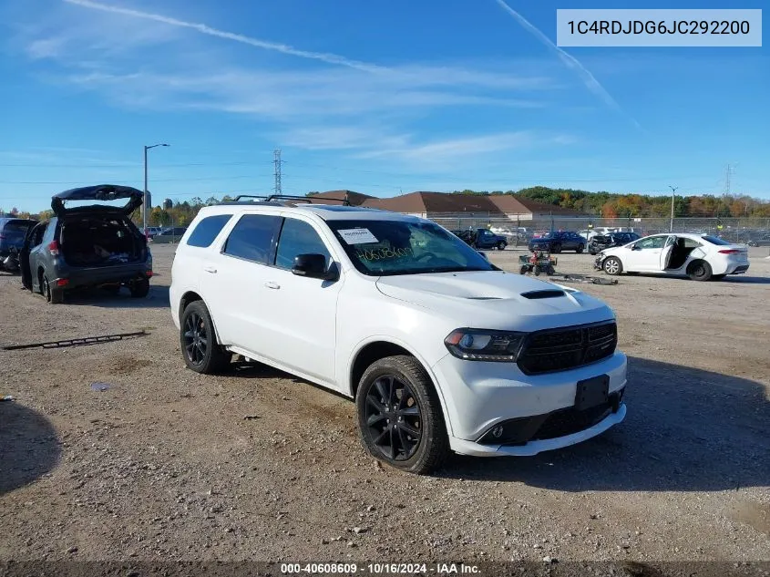 2018 Dodge Durango Gt Awd VIN: 1C4RDJDG6JC292200 Lot: 40608609