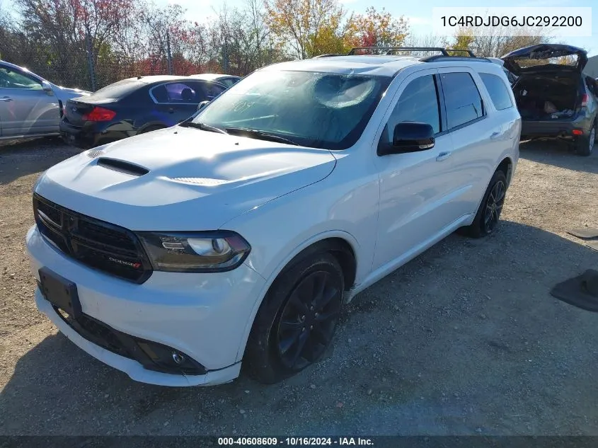 2018 Dodge Durango Gt Awd VIN: 1C4RDJDG6JC292200 Lot: 40608609