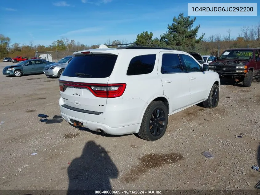 2018 Dodge Durango Gt Awd VIN: 1C4RDJDG6JC292200 Lot: 40608609