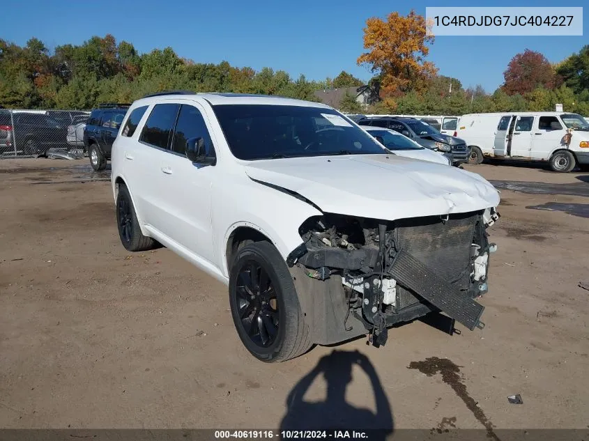 2018 Dodge Durango Gt Awd VIN: 1C4RDJDG7JC404227 Lot: 40619116