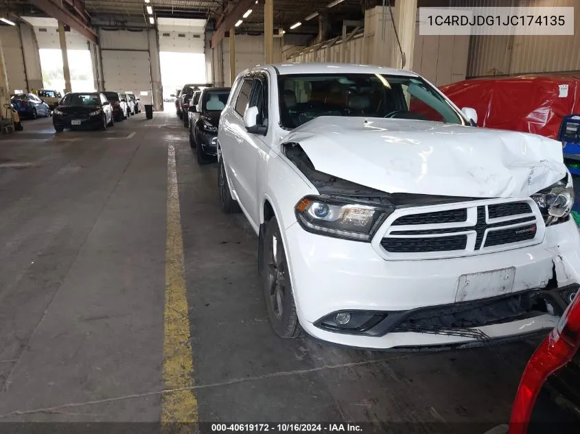 2018 Dodge Durango Gt Awd VIN: 1C4RDJDG1JC174135 Lot: 40619172