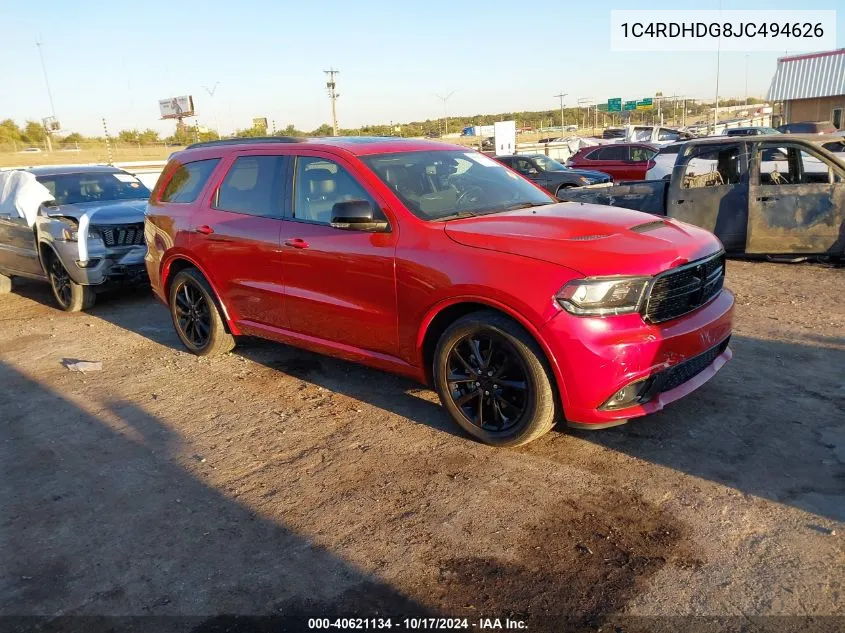 2018 Dodge Durango Gt VIN: 1C4RDHDG8JC494626 Lot: 40621134