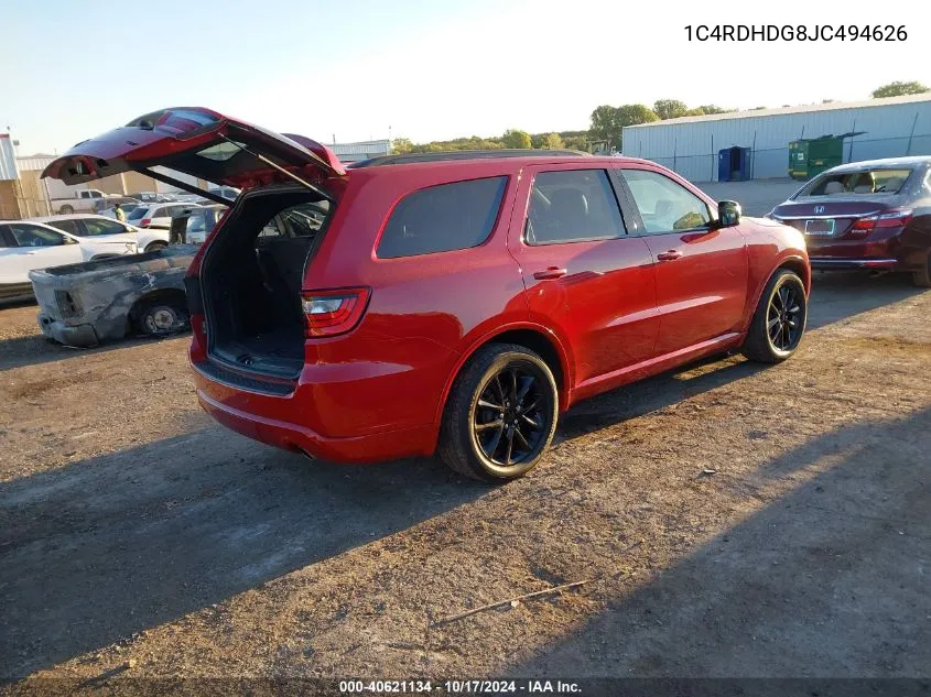 2018 Dodge Durango Gt VIN: 1C4RDHDG8JC494626 Lot: 40621134