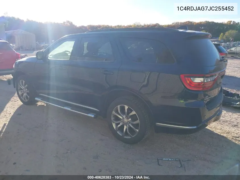 2018 Dodge Durango Sxt Awd VIN: 1C4RDJAG7JC255452 Lot: 40628383