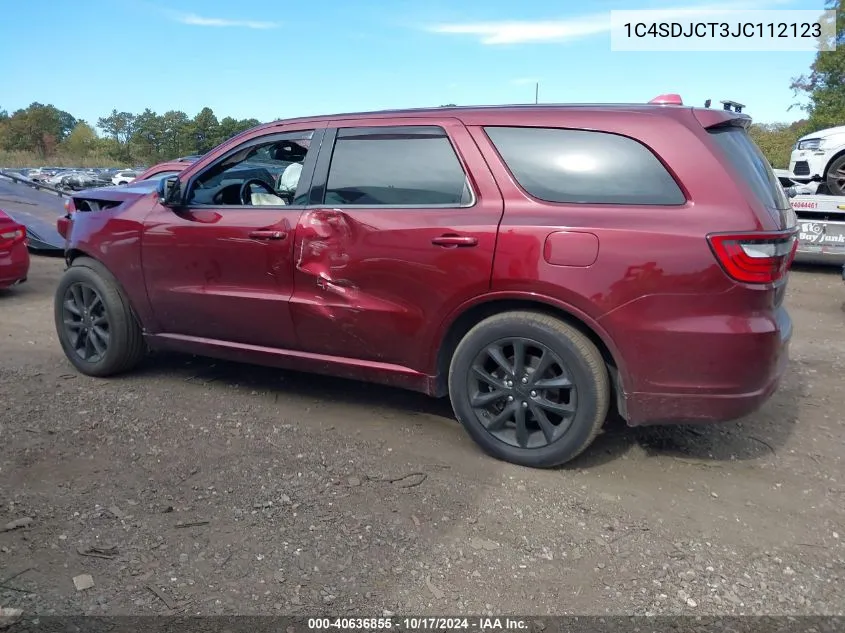 2018 Dodge Durango R/T Awd VIN: 1C4SDJCT3JC112123 Lot: 40636855