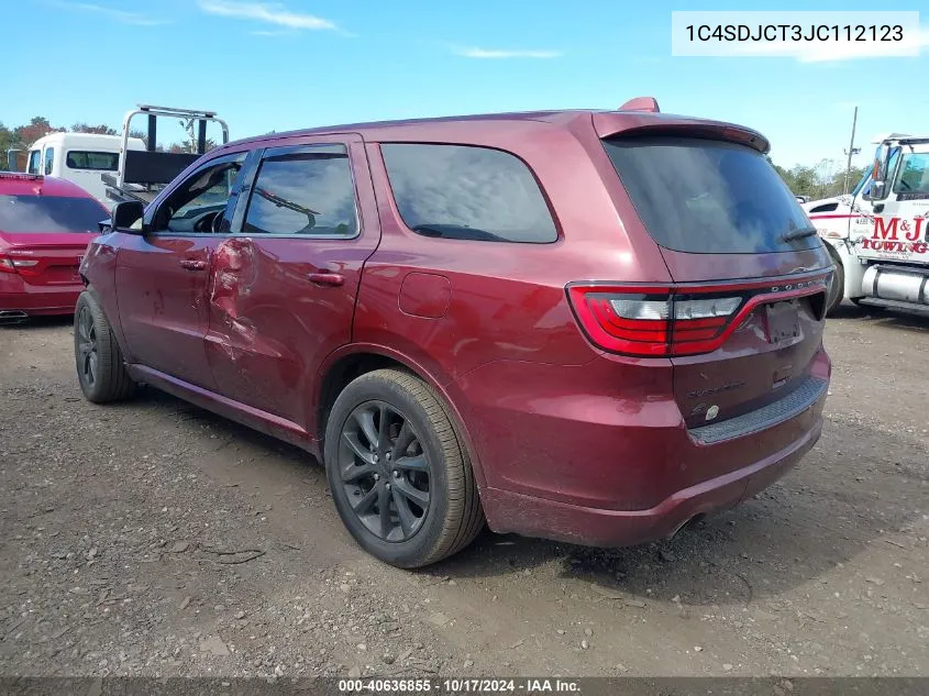 2018 Dodge Durango R/T Awd VIN: 1C4SDJCT3JC112123 Lot: 40636855