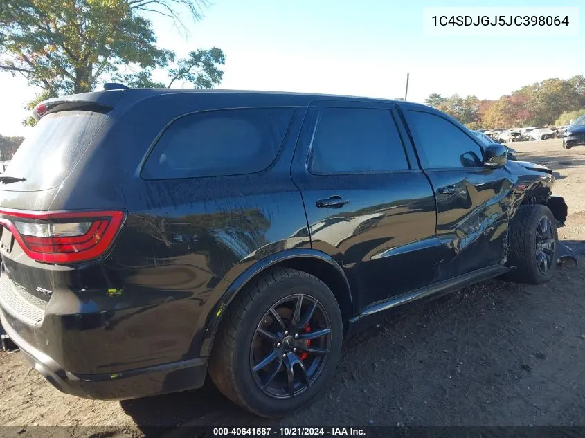 2018 Dodge Durango Srt VIN: 1C4SDJGJ5JC398064 Lot: 40641587