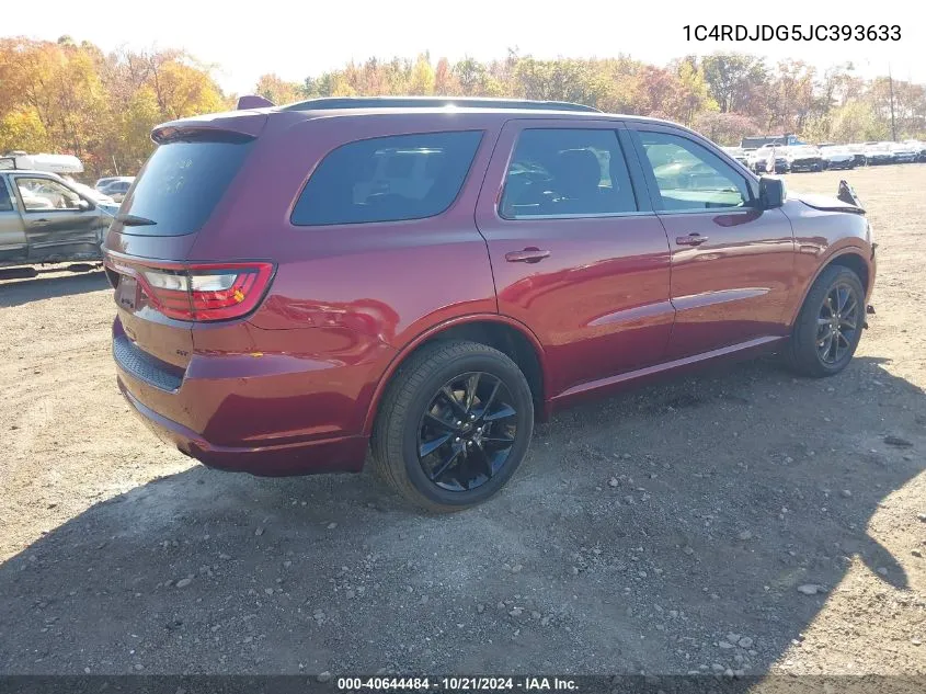 2018 Dodge Durango Gt Awd VIN: 1C4RDJDG5JC393633 Lot: 40644484