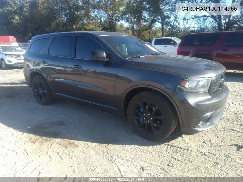 2018 Dodge Durango Sxt Rwd VIN: 1C4RDHAG1JC114966 Lot: 40656098