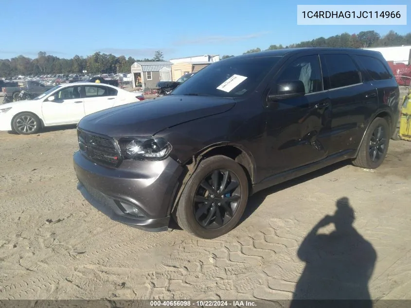 2018 Dodge Durango Sxt Rwd VIN: 1C4RDHAG1JC114966 Lot: 40656098