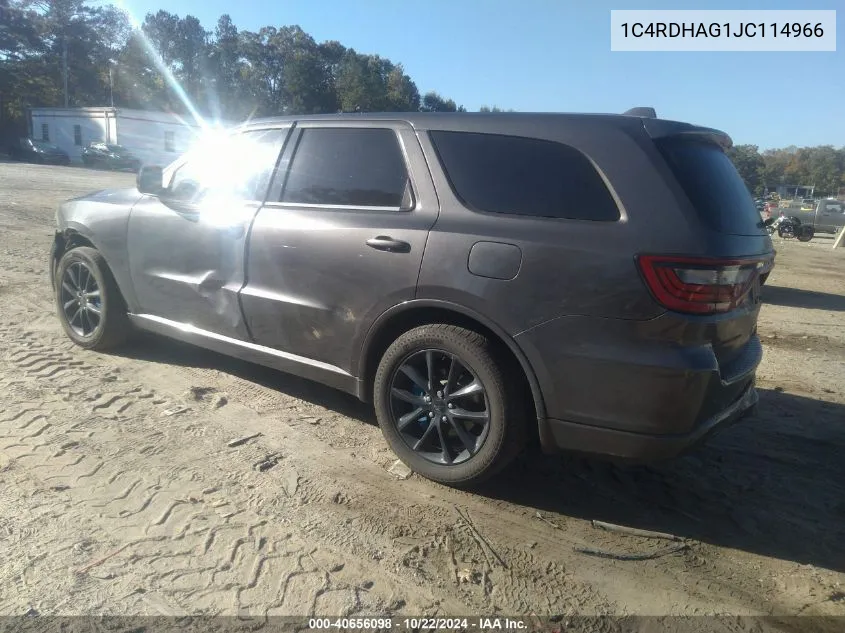 2018 Dodge Durango Sxt Rwd VIN: 1C4RDHAG1JC114966 Lot: 40656098