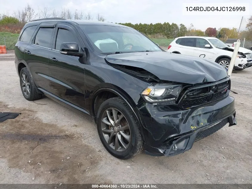 2018 Dodge Durango Gt Awd VIN: 1C4RDJDG4JC126998 Lot: 40664360