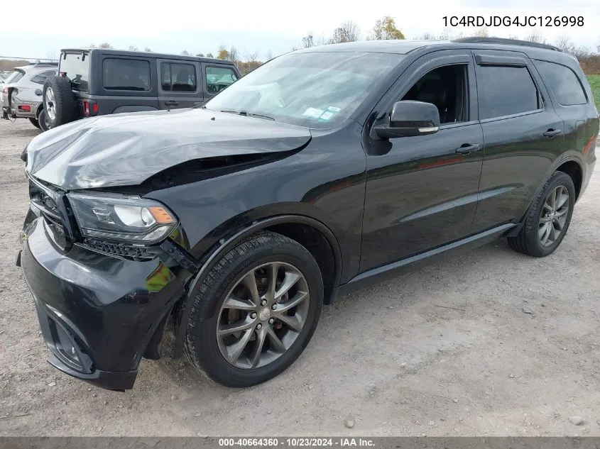 2018 Dodge Durango Gt Awd VIN: 1C4RDJDG4JC126998 Lot: 40664360