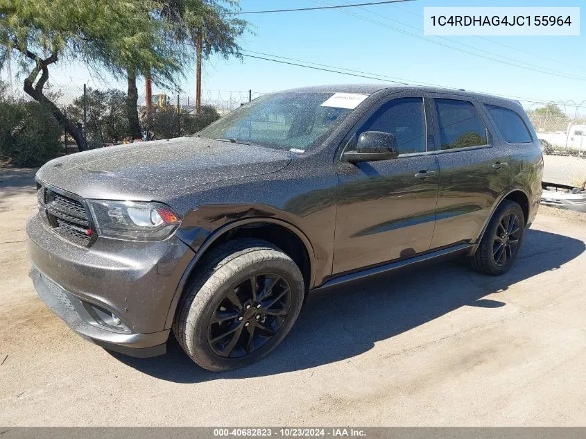 2018 Dodge Durango Sxt Rwd VIN: 1C4RDHAG4JC155964 Lot: 40682823