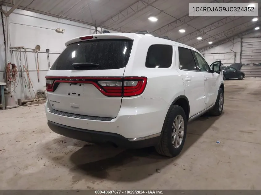 2018 Dodge Durango Sxt Awd VIN: 1C4RDJAG9JC324352 Lot: 40697677