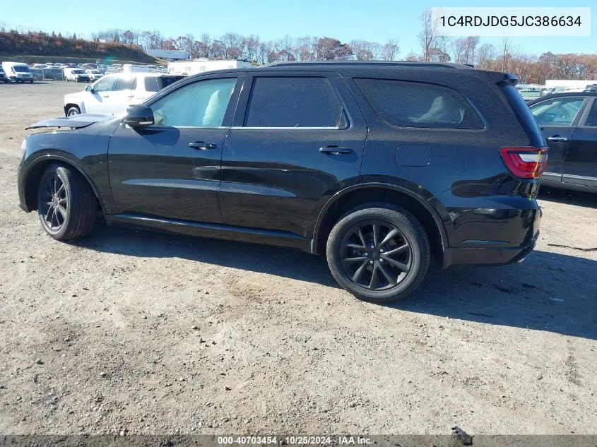 2018 Dodge Durango Gt Awd VIN: 1C4RDJDG5JC386634 Lot: 40703454