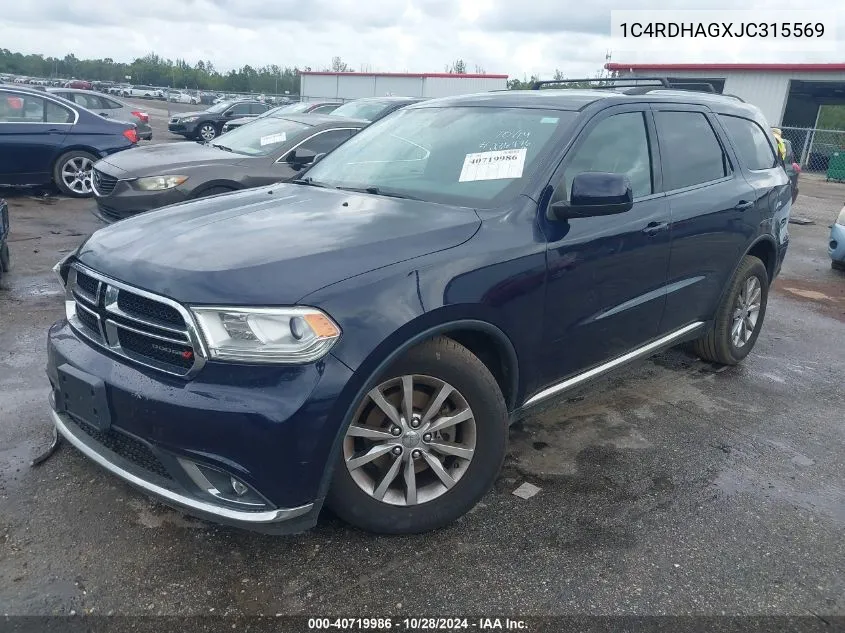 1C4RDHAGXJC315569 2018 Dodge Durango Sxt Rwd